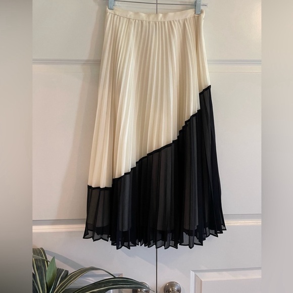 Banana Republic Black and White Pleated Chiffon Skirt - Picture 2 of 3
